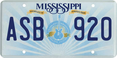 MS license plate ASB920