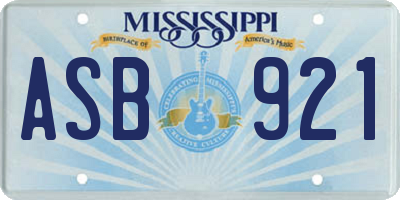 MS license plate ASB921