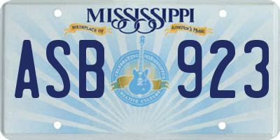 MS license plate ASB923