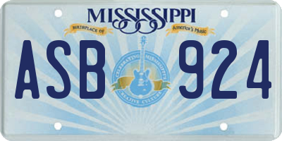 MS license plate ASB924