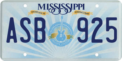 MS license plate ASB925