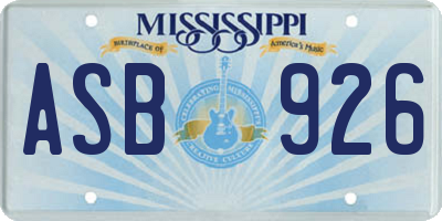 MS license plate ASB926