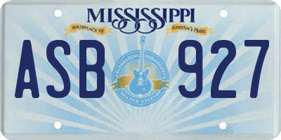MS license plate ASB927