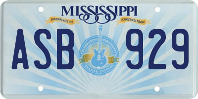 MS license plate ASB929