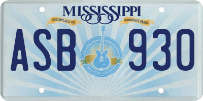 MS license plate ASB930