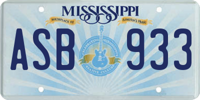 MS license plate ASB933
