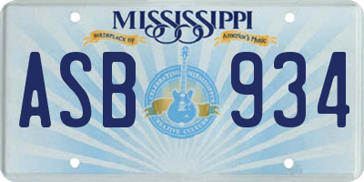 MS license plate ASB934