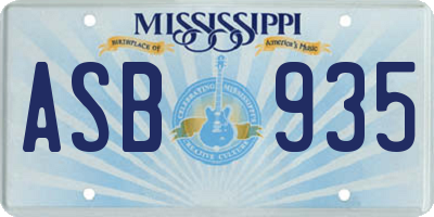 MS license plate ASB935