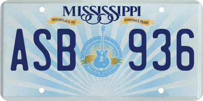 MS license plate ASB936