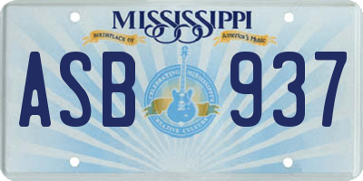 MS license plate ASB937