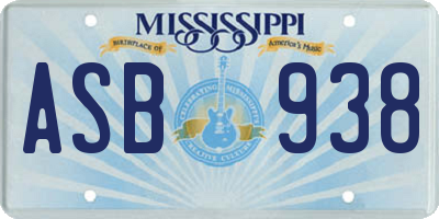 MS license plate ASB938