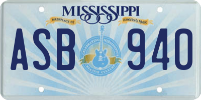 MS license plate ASB940