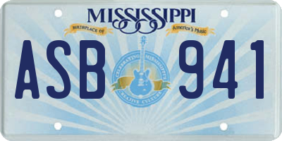 MS license plate ASB941