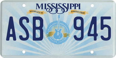 MS license plate ASB945
