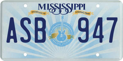 MS license plate ASB947