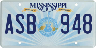 MS license plate ASB948