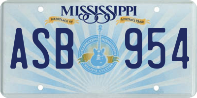 MS license plate ASB954