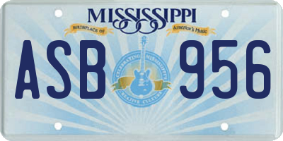 MS license plate ASB956