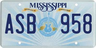 MS license plate ASB958
