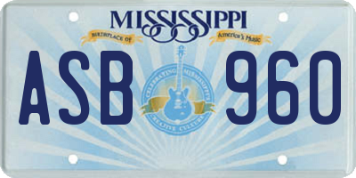 MS license plate ASB960