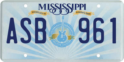 MS license plate ASB961