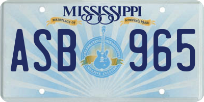 MS license plate ASB965