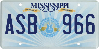MS license plate ASB966