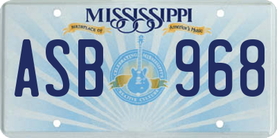 MS license plate ASB968