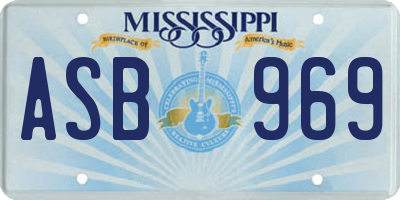 MS license plate ASB969