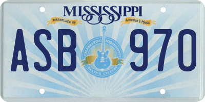MS license plate ASB970
