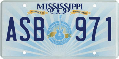 MS license plate ASB971