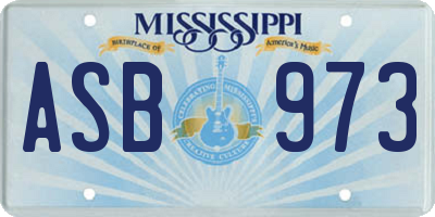MS license plate ASB973