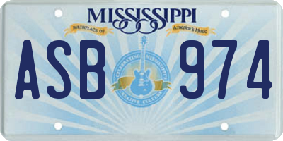 MS license plate ASB974