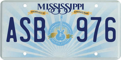 MS license plate ASB976