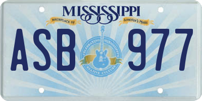 MS license plate ASB977