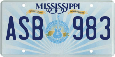 MS license plate ASB983