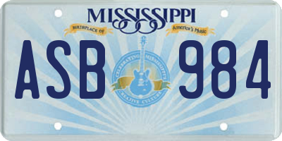 MS license plate ASB984