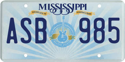 MS license plate ASB985
