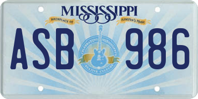 MS license plate ASB986