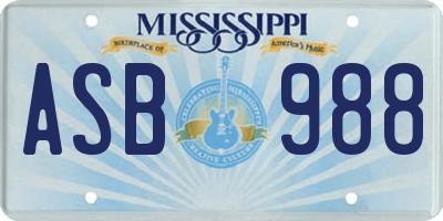 MS license plate ASB988