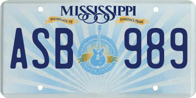 MS license plate ASB989