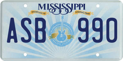 MS license plate ASB990