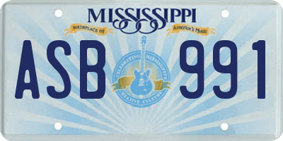 MS license plate ASB991