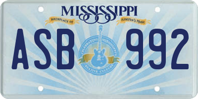 MS license plate ASB992