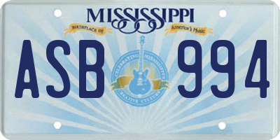 MS license plate ASB994