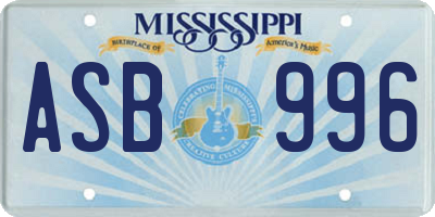 MS license plate ASB996
