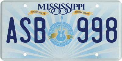 MS license plate ASB998