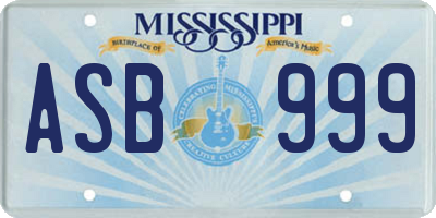 MS license plate ASB999
