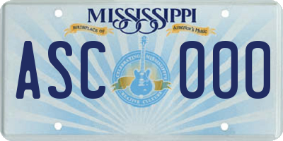 MS license plate ASC000