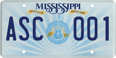 MS license plate ASC001